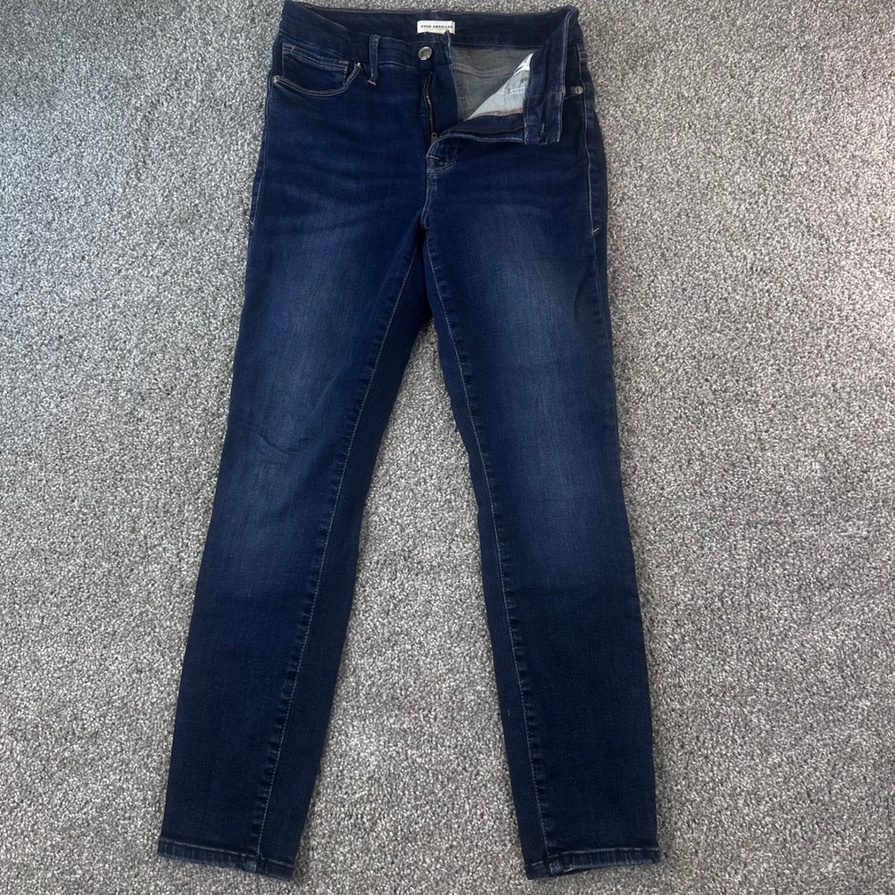 Good American Skinny Jeans Womens 4/27 Dark High Rise Organic Cotton Capsule
